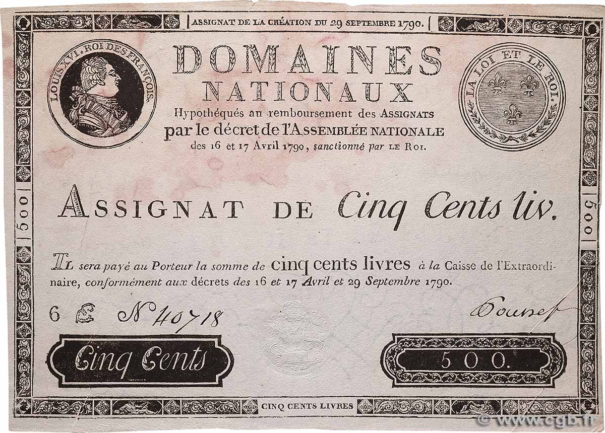 500 Livres Faux FRANCIA  1790 Ass.10a MBC+
