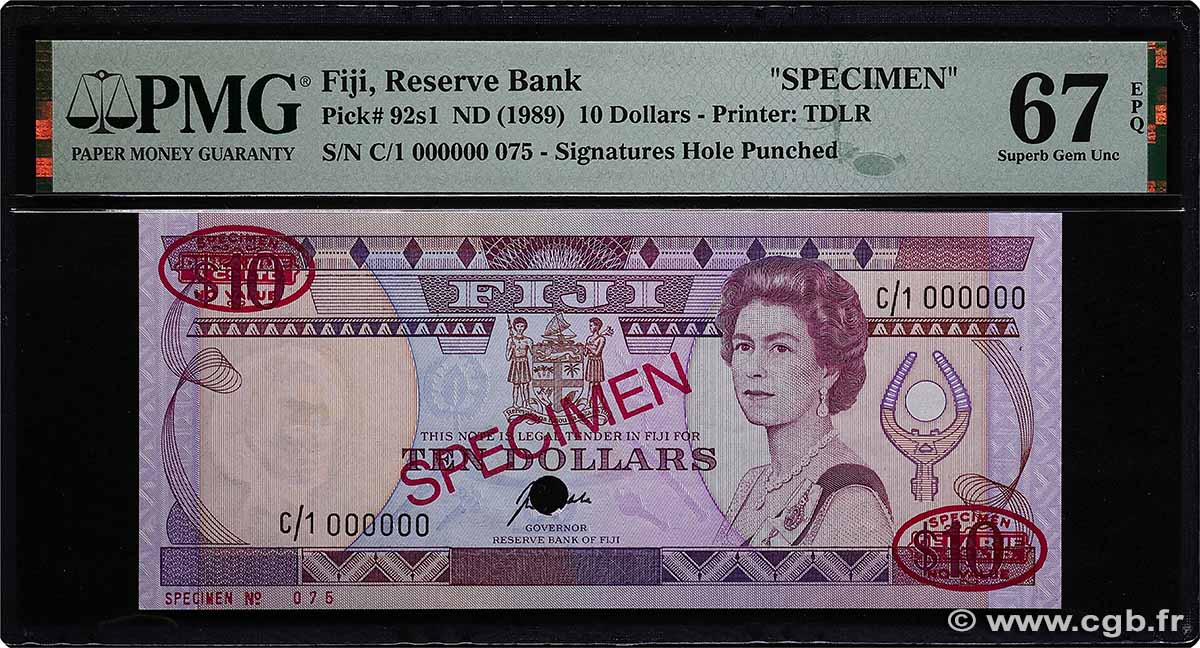 10 Dollars Spécimen FIDSCHIINSELN  1989 P.092s1 ST