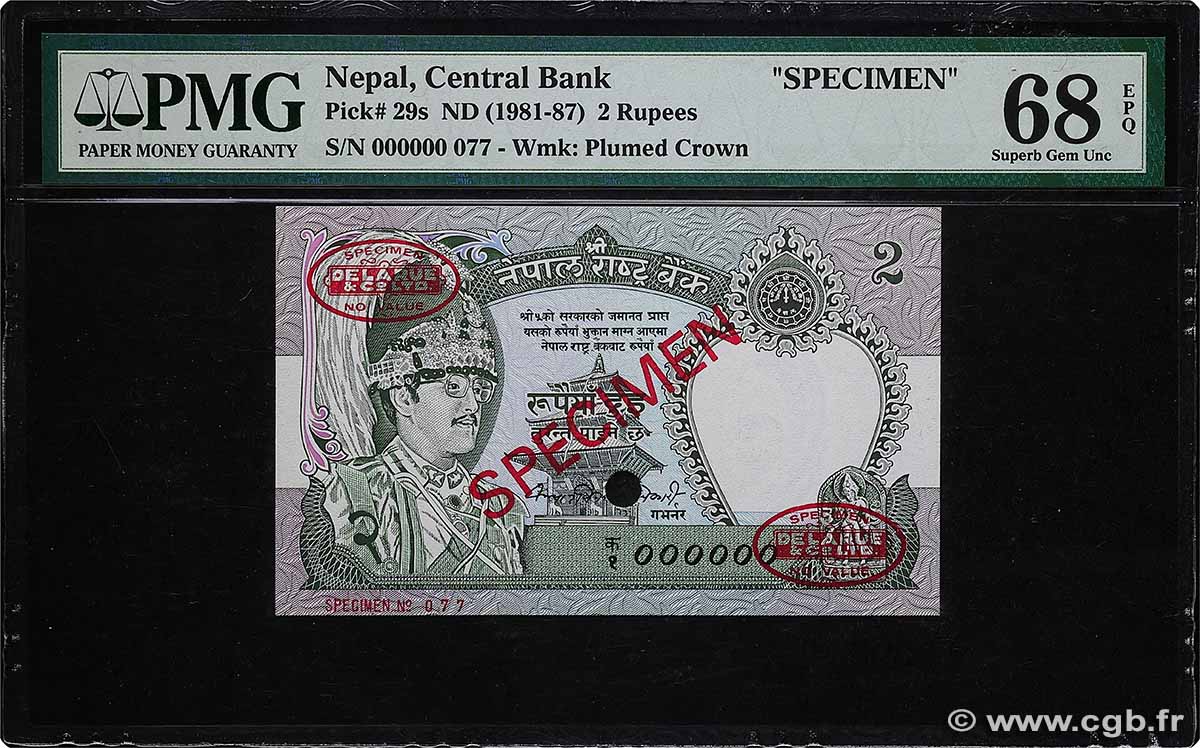 2 Rupees Spécimen NÉPAL  1981 P.29s NEUF
