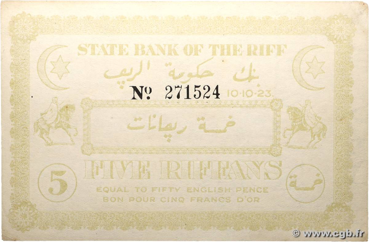 5 Riffans MAROC  1923 P.R2 SPL
