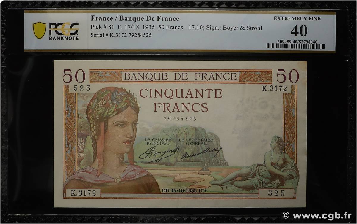 50 Francs CÉRÈS FRANCE  1935 F.17.18 TTB+