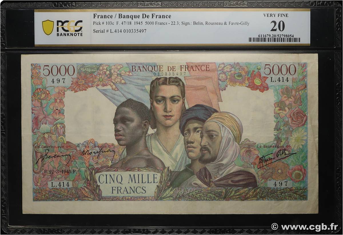 5000 Francs EMPIRE FRANÇAIS FRANCE  1945 F.47.18 TB