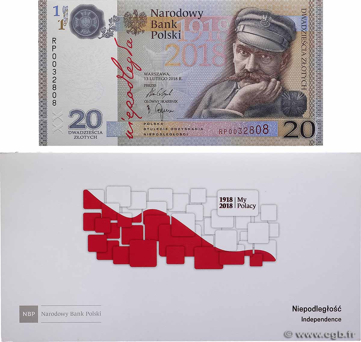 20 Zlotych Set de présentation POLONIA  2018 P.192a FDC