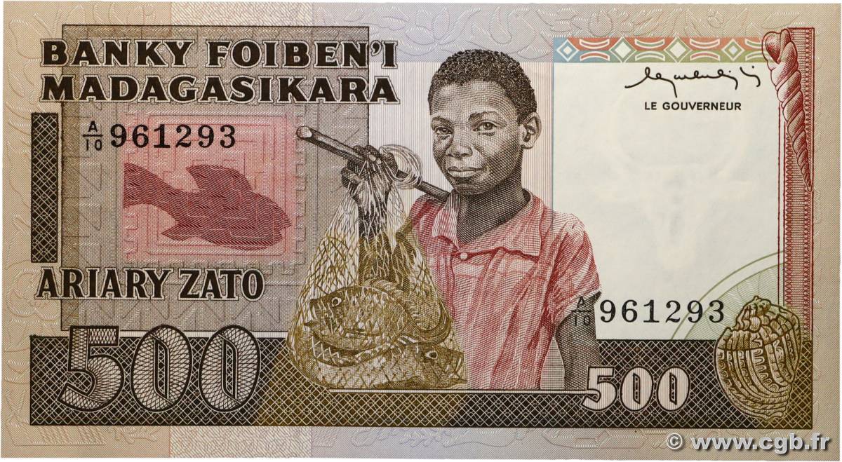 500 Francs - 100 Ariary MADAGASCAR  1983 P.067a NEUF