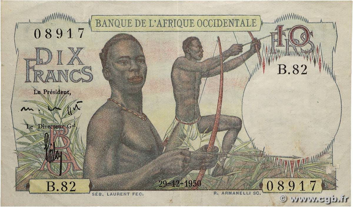 10 Francs AFRIQUE OCCIDENTALE FRANÇAISE (1895-1958)  1950 P.37 pr.SUP