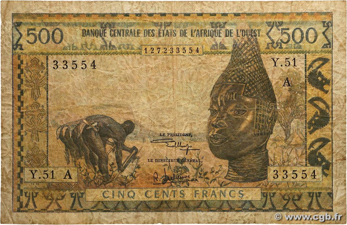 500 Francs ÉTATS DE L AFRIQUE DE L OUEST  1959 P.102Aj B