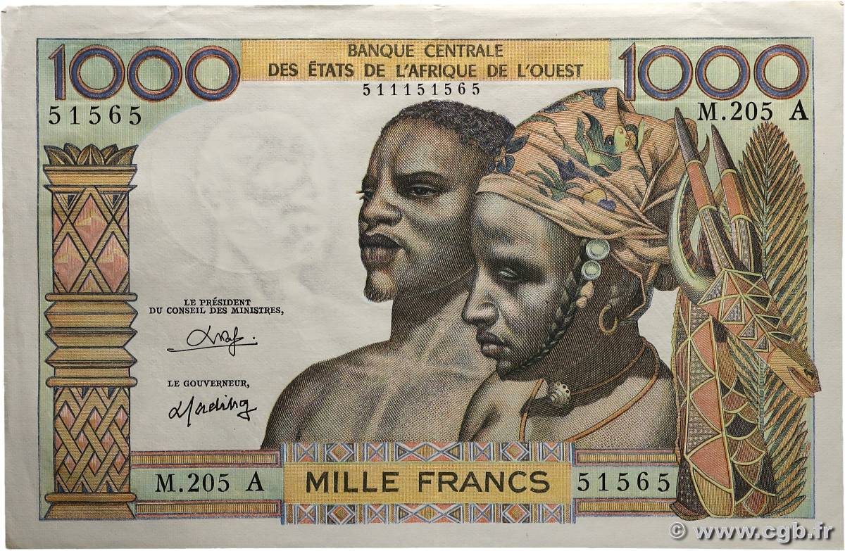 1000 Francs ÉTATS DE L AFRIQUE DE L OUEST  1980 P.103An TTB+