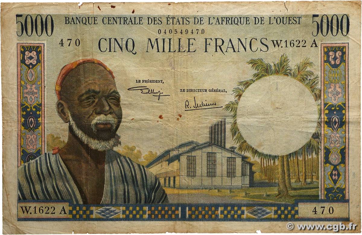 5000 Francs ESTADOS DEL OESTE AFRICANO  1975 P.104Ah RC