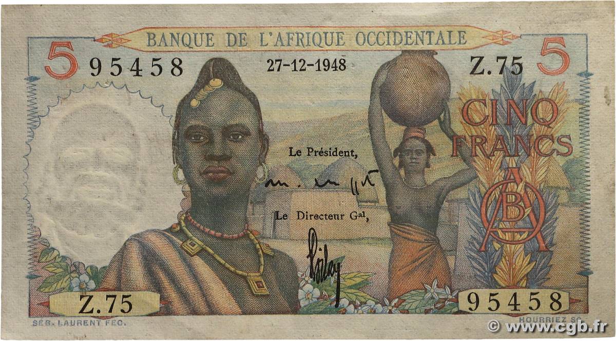 5 Francs AFRIQUE OCCIDENTALE FRANÇAISE (1895-1958)  1948 P.36 SUP
