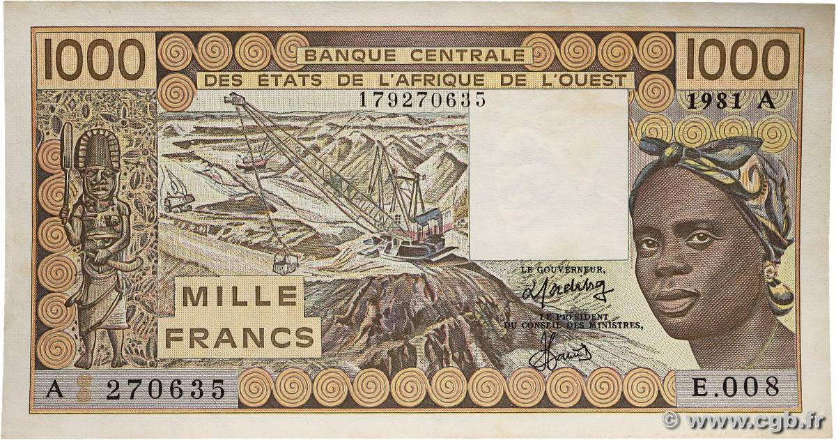 1000 Francs ÉTATS DE L AFRIQUE DE L OUEST  1981 P.107Ac SUP+