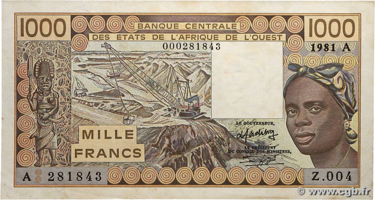 1000 Francs ÉTATS DE L AFRIQUE DE L OUEST  1981 P.107Ab TTB