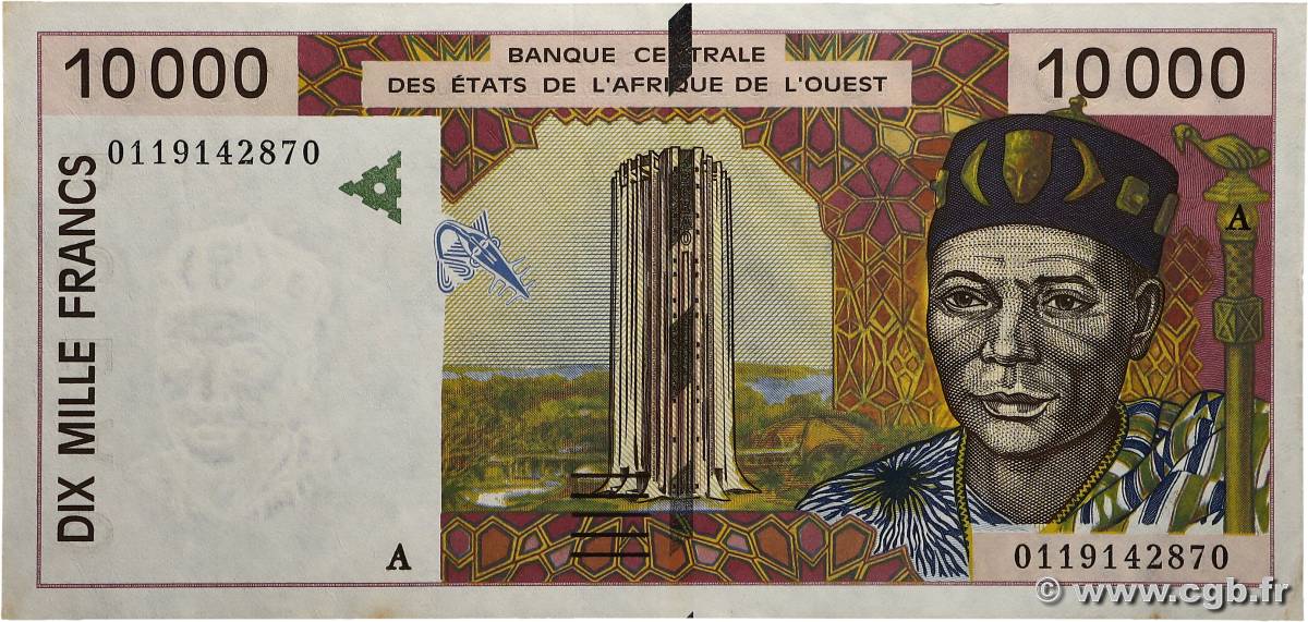 10000 Francs ÉTATS DE L AFRIQUE DE L OUEST  2001 P.114Aj SUP+