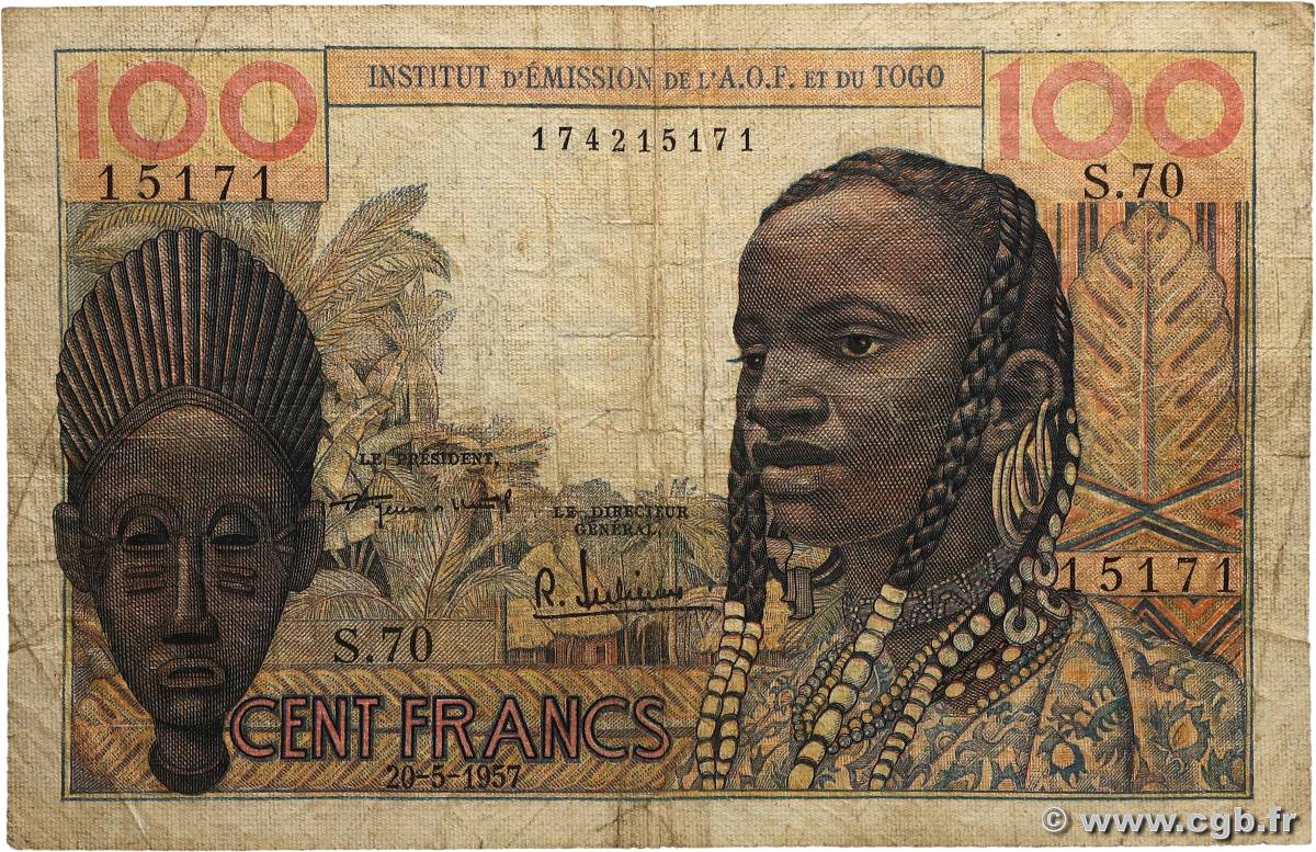 100 Francs AFRIQUE OCCIDENTALE FRANÇAISE (1895-1958)  1957 P.46 B