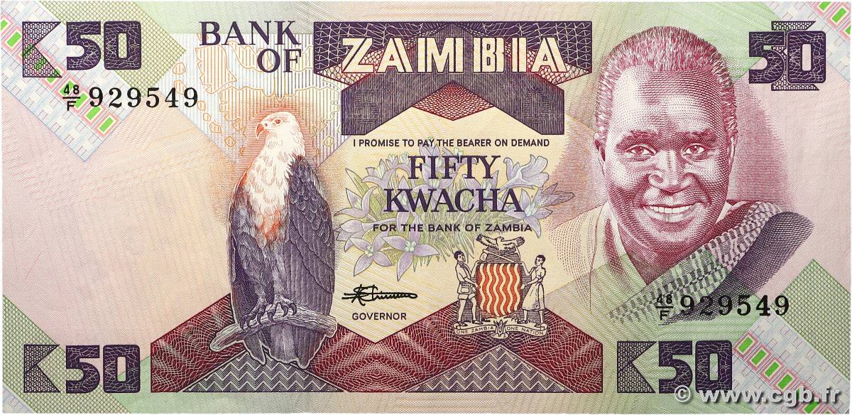 50 Kwacha ZAMBIA  1980 P.28a XF+