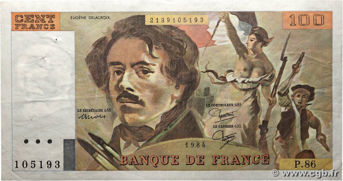 100 Francs DELACROIX modifié FRANCE  1984 F.69.08a TTB