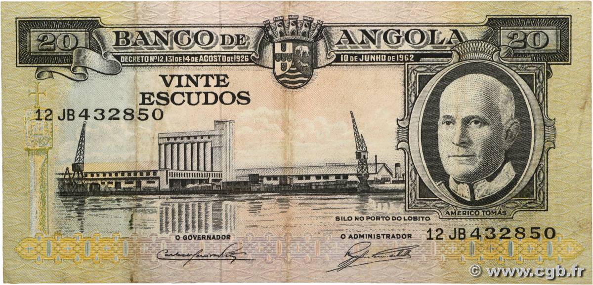 20 Escudos ANGOLA  1962 P.092 F+