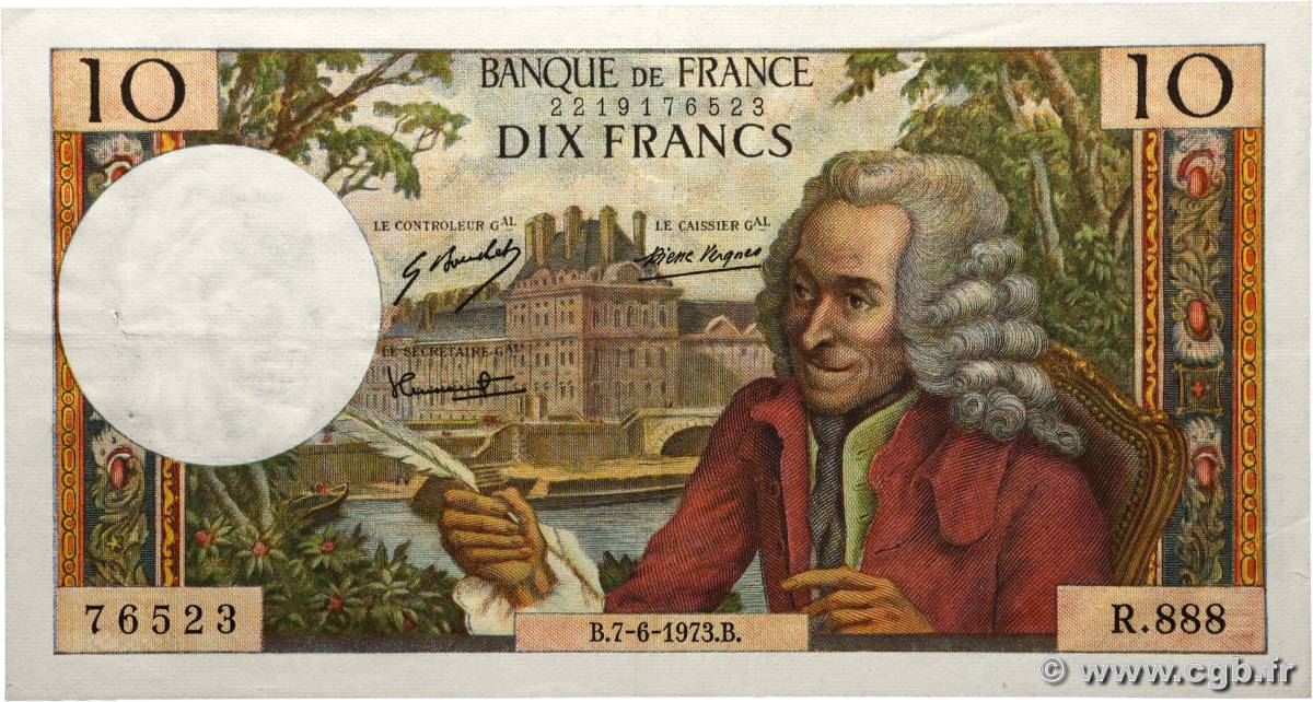 10 Francs VOLTAIRE FRANCIA  1973 F.62.62 EBC