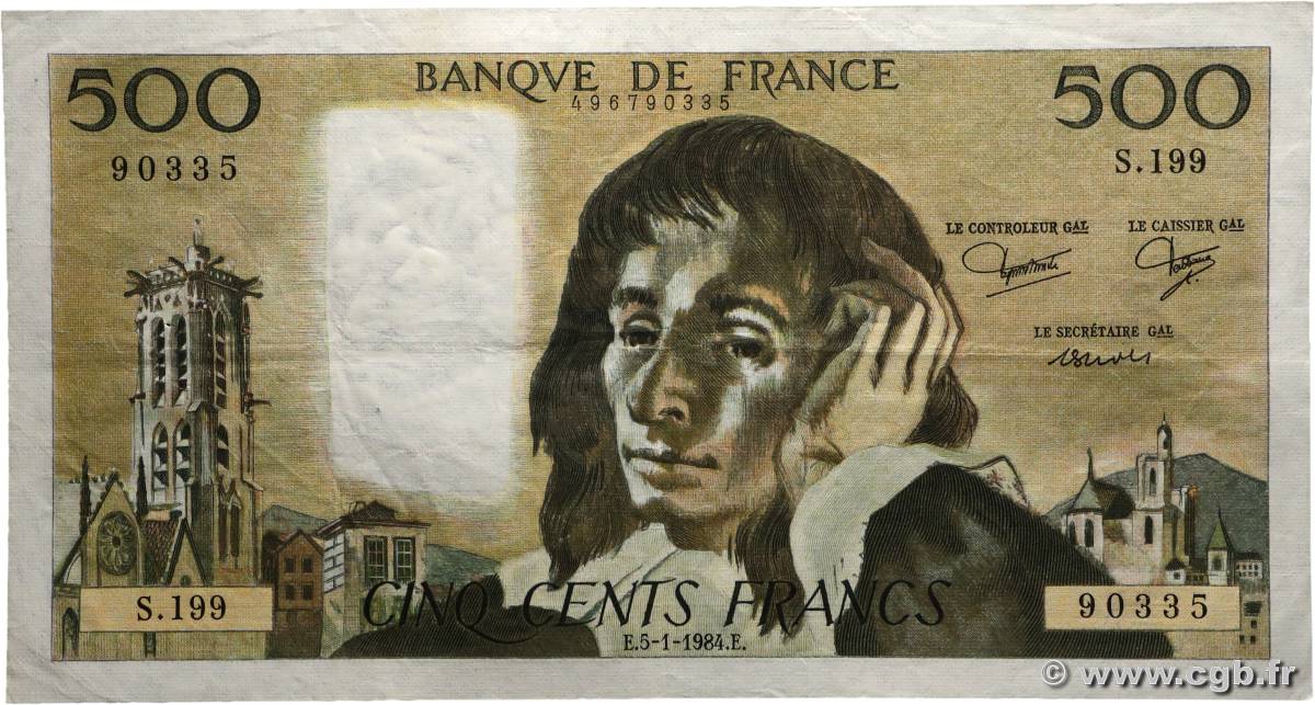 500 Francs PASCAL FRANCIA  1984 F.71.30 q.BB