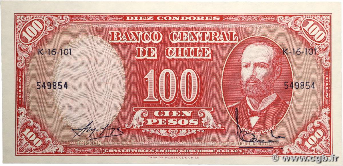 10 Centesimos sur 100 Pesos CHILE  1960 P.127a UNC-