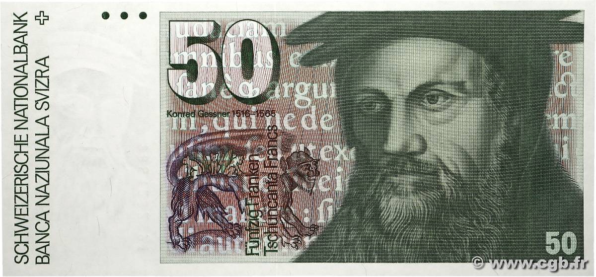 50 Francs SUISSE  1988 P.56h pr.NEUF