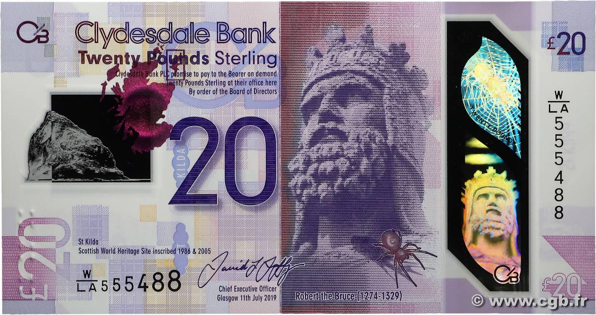 20 Pounds ÉCOSSE  2019 P.229R pr.SPL