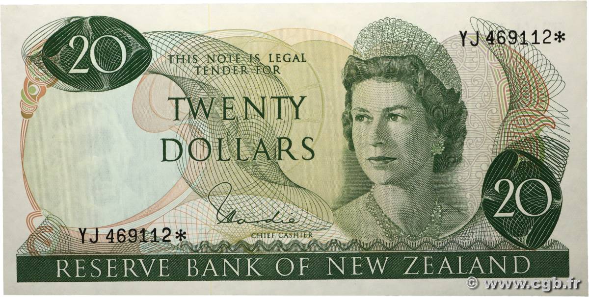 20 Dollars Remplacement NEW ZEALAND  1981 P.167d* AU