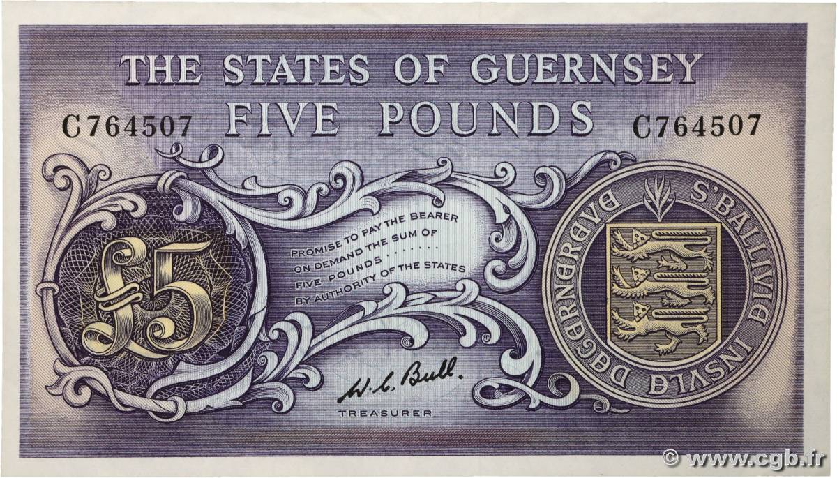 5 Pounds GUERNESEY  1969 P.46c pr.SPL