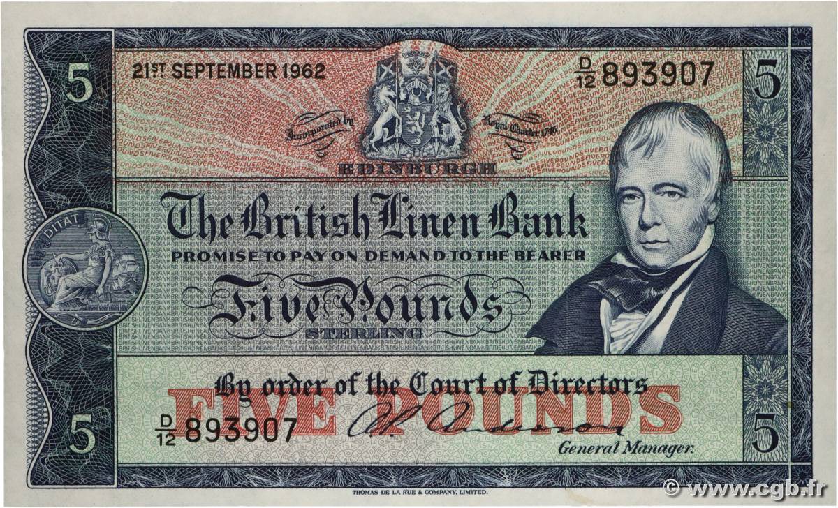 5 Pounds SCOTLAND  1962 P.167a AU