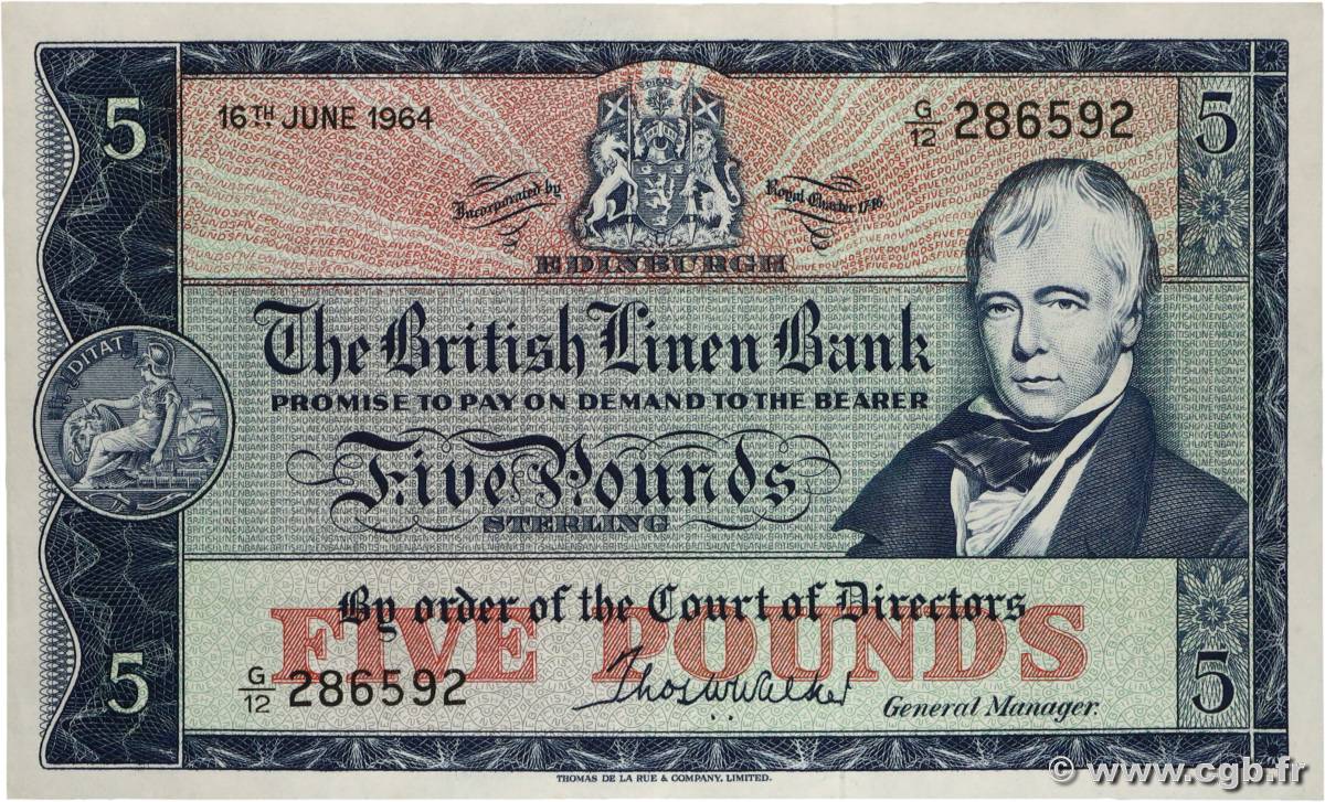 5 Pounds SCOTLAND  1964 P.167b VZ+