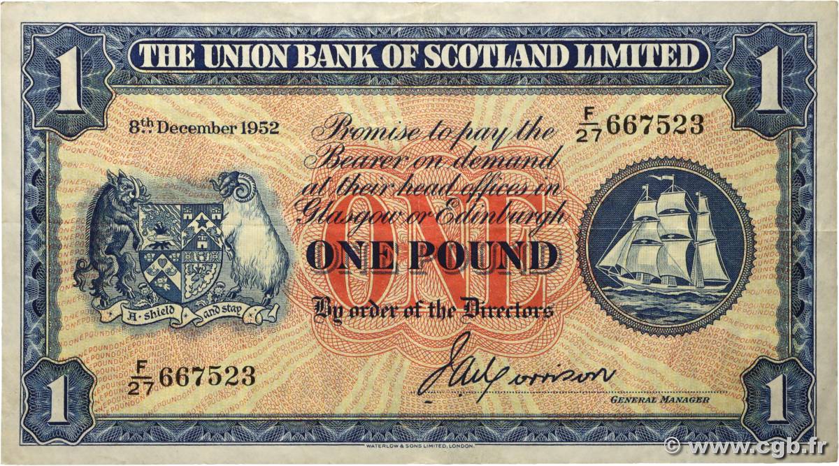 1 Pound SCOTLAND  1952 PS.816a SS