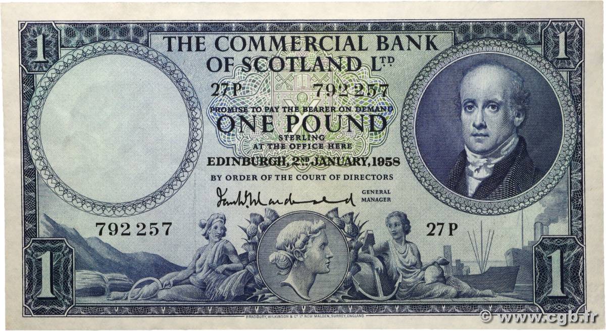 1 Pound SCOTLAND  1958 PS.336 MBC+