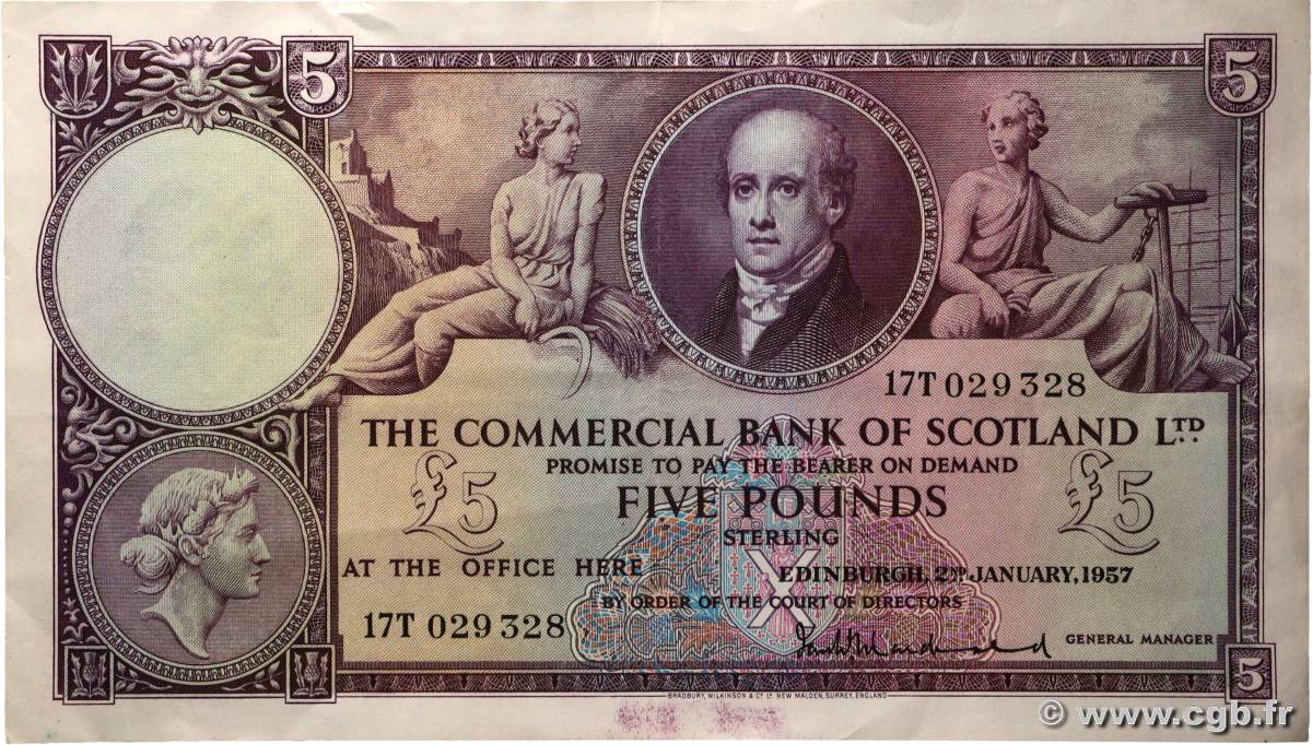 5 Pounds ÉCOSSE  1957 PS.333 TTB