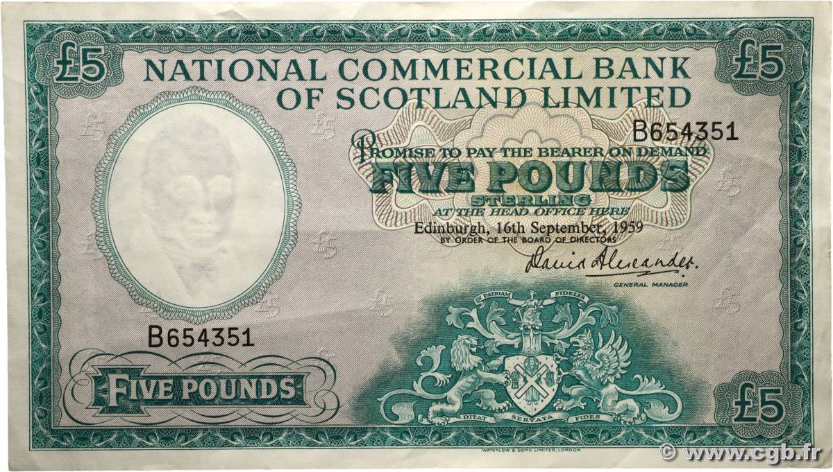 5 Pounds ÉCOSSE  1959 P.266 TTB