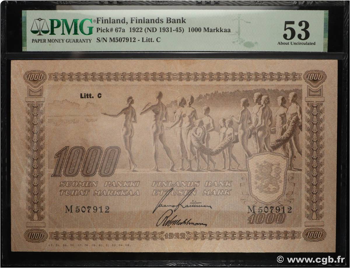 1000 Markkaa FINLANDIA  1922 P.067a EBC+