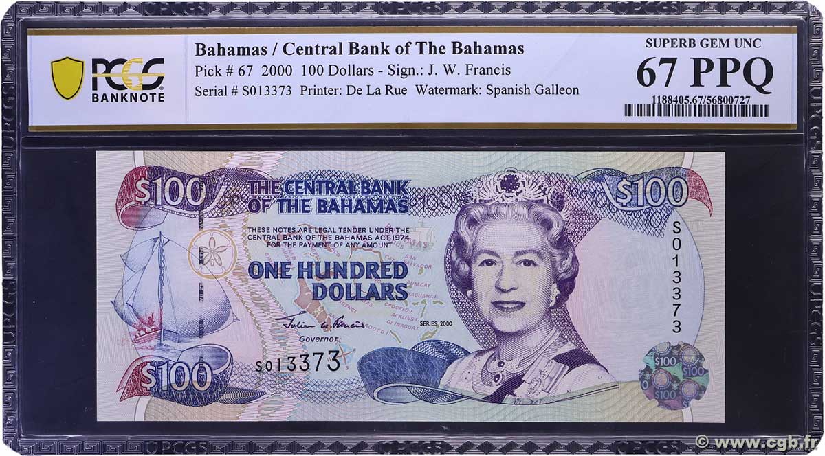 100 Dollars BAHAMAS  2000 P.67 FDC