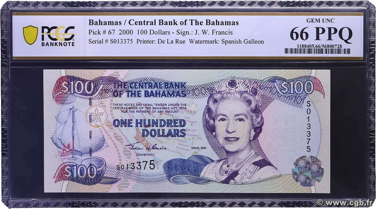 100 Dollars BAHAMAS  2000 P.67 FDC
