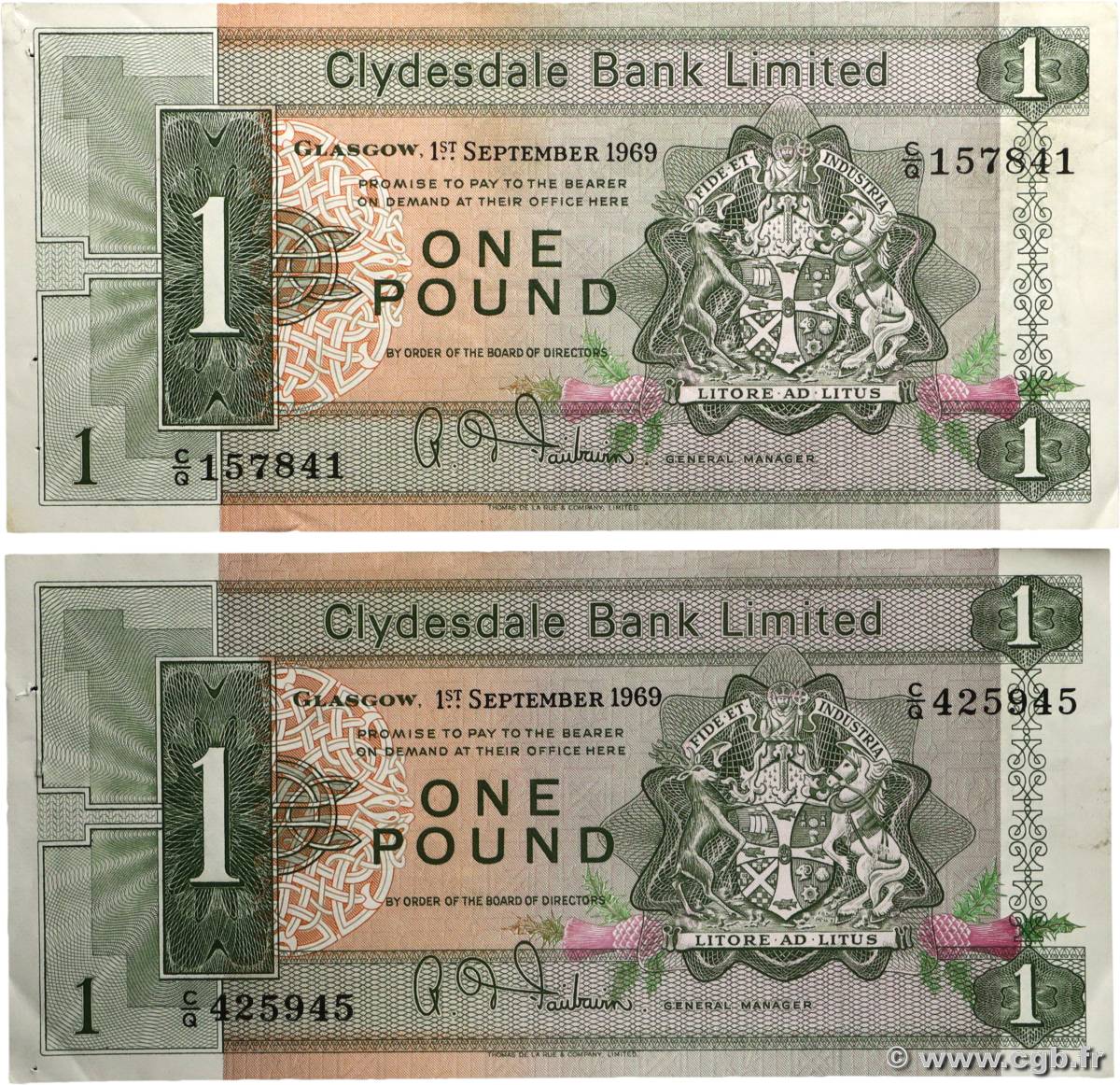 1 Pound Lot ÉCOSSE  1969 P.202 TB+