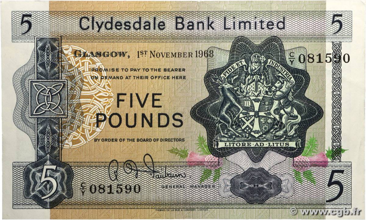 5 Pounds SCOTLAND  1968 P.203 fVZ