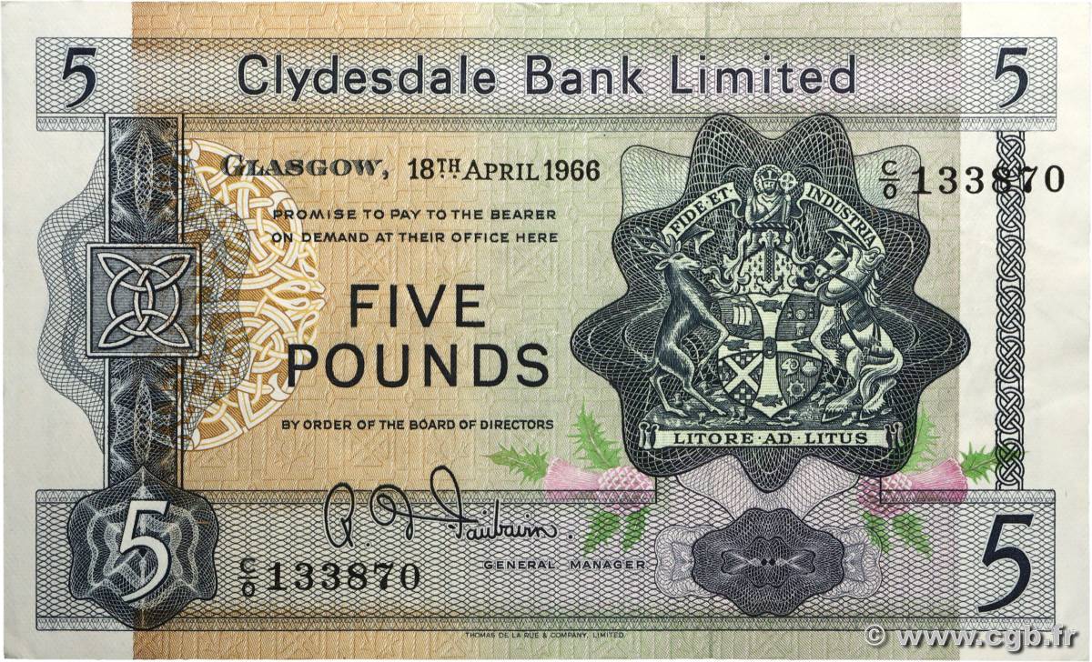 5 Pounds ÉCOSSE  1966 P.198 TTB