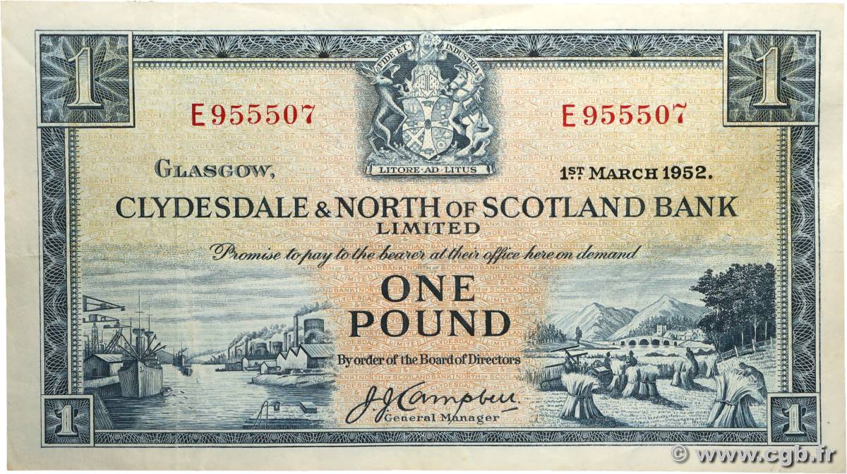 1 Pound SCOTLAND  1952 P.191a VF