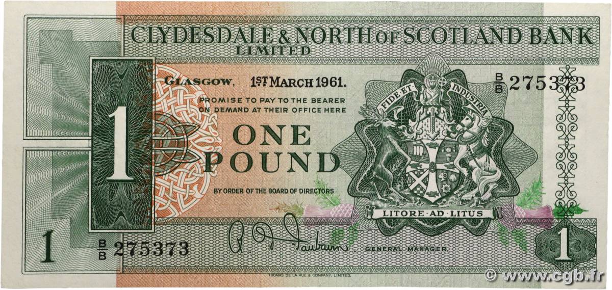 1 Pound ÉCOSSE  1961 P.195a TTB