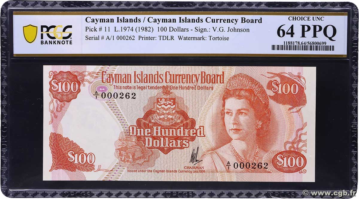 100 Dollars Petit numéro CAYMAN ISLANDS  1982 P.11a UNC-