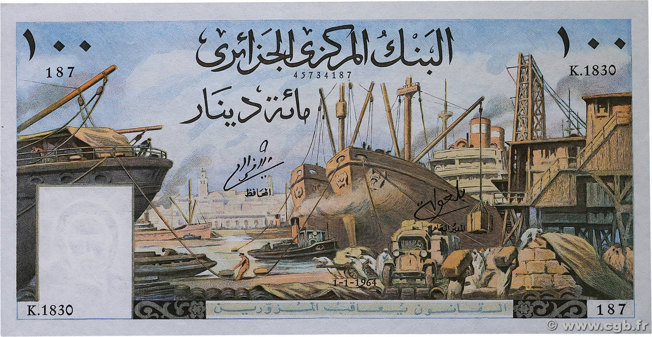 100 Dinars ALGERIEN  1964 P.125b fST