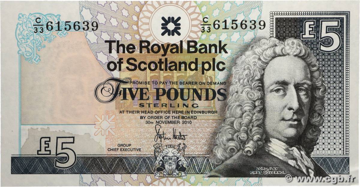 5 Pounds SCOTLAND  2010 P.352e fST+