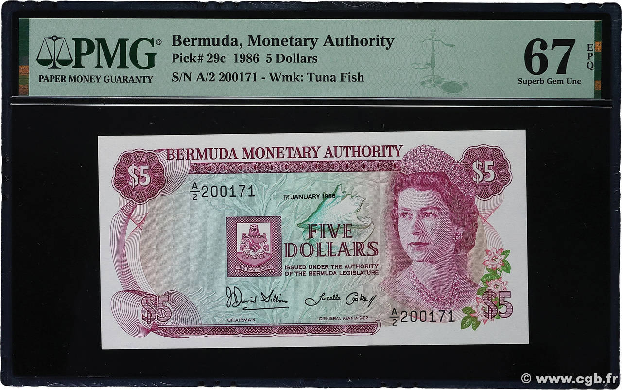 5 Dollars BERMUDAS  1986 P.29c ST