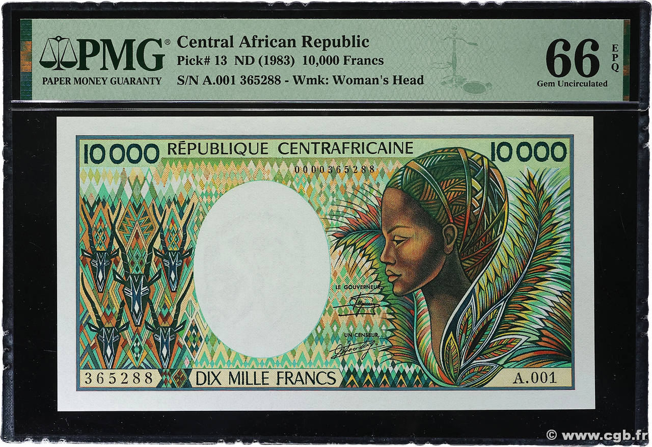 10000 Francs type 1983 ZENTRALAFRIKANISCHE REPUBLIK  1983 A.192b ST