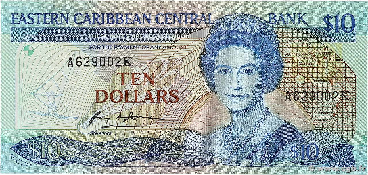 10 Dollars EAST CARIBBEAN STATES  1985 P.23k1 ST