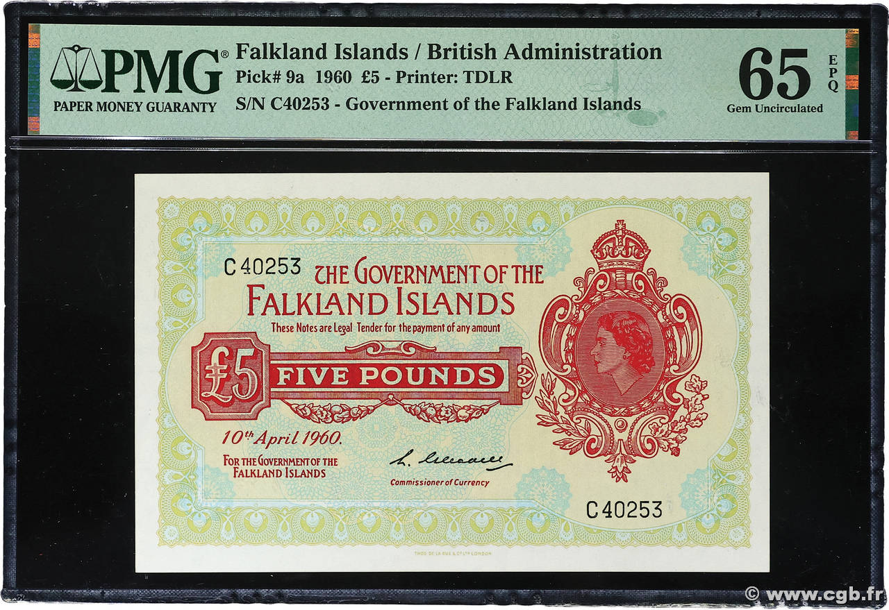 5 Pounds ÎLES FALKLAND  1960 P.09a NEUF