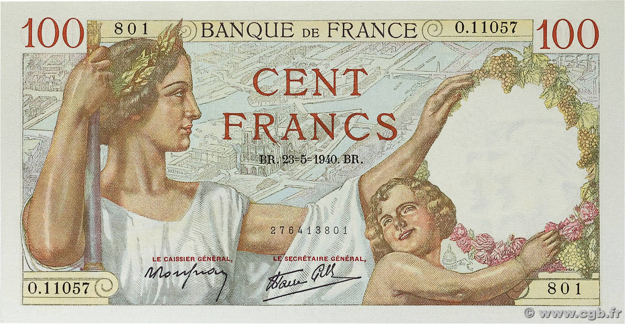 100 Francs SULLY FRANCE  1940 F.26.30 pr.NEUF