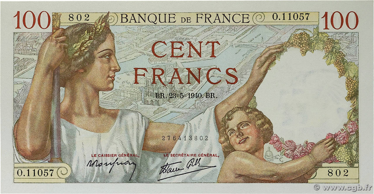 100 Francs SULLY FRANCE  1940 F.26.30 pr.NEUF